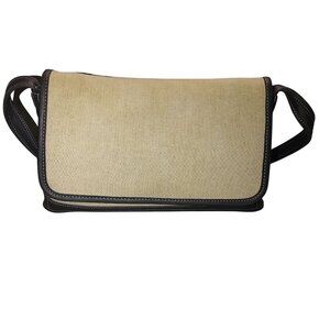 Coach Bleeker Flap Purse Handbag 90s Navy Blue Black Canvas Leather Vintage
